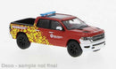 PREORDER Brekina HO PCX870531 2018 Dodge Ram 1500 Pickup, Assembled, Alpha Robotics Fire Department (red, yellow, German Lettering)