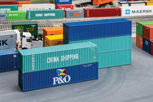 Faller HO 182151 40' Corrugated Container 5-Pack Assembled, 1 Chica Shipping, 1 P&O