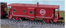 Bluford Shops 42140 International Car Bay Window Caboose Phase 2 - Ready to Run -- Chicago & Eastern Illinois 13512 (red, Buzzsaw Logo), N Scale