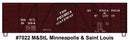Accurail HO 7022 40' 6-Panel Single-Sheathed Wood Boxcar with Wood Doors & Ends Kit, Minneapolis & Saint Louis