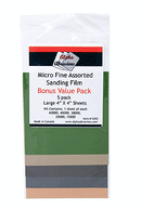 Profile Accessories Inc. 202 Micro Fine Assorted Sanding Film, Sheets, 4 x 4" 10.2 x 10.2cm, 1 Each: 15000-, 20000-, 30000-, 40000, & 60000-Grit