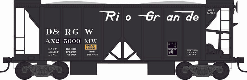 Bowser HO 43105 2-Bay Ballast Car, Denver and Rio Grande Western