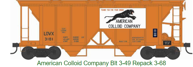 Bowser 43241 70-Ton 2-Bay Covered Hopper w/Open Sides - Ready to Run - Executive Line -- American Colloid Company