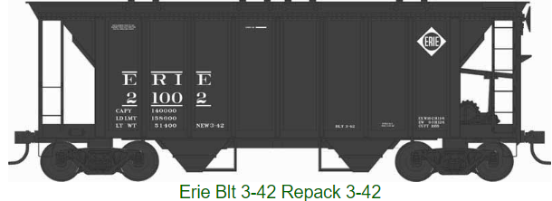 Bowser 43260 70-Ton 2-Bay Covered Hopper w/Closed Sides - Ready to Run - Executive Line -- Erie