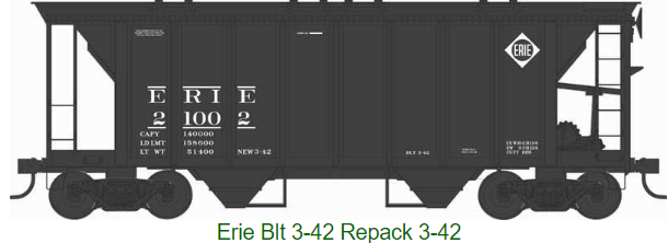 Bowser 43259 70-Ton 2-Bay Covered Hopper w/Closed Sides - Ready to Run - Executive Line -- Erie