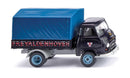 PREORDER Wiking HO 34001 1958-1967 Hanomag Kurier Low-Side Truck with Canvas Cover, Assembled, Freyadlenhoven (black, red, blue, German Lettering)