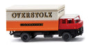 PREORDER Wiking HO 42503 1961-1965 Henschel HS 14/16 Box Truck, Assembled, Overstolz Cigarettes (orange, white, red, black, German Lettering)
