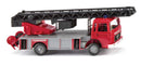 PREORDER Wiking HO 61804 1967-1972 MAN DLK 23-12 Fire Ladder Truck, Assembled, Fire (red, silver, black, German Lettering)