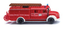 PREORDER Wiking HO 86397 1956-1961 Magirus LF 16 Fire Truck, Assembled, Fire Department (red, white, German Lettering)