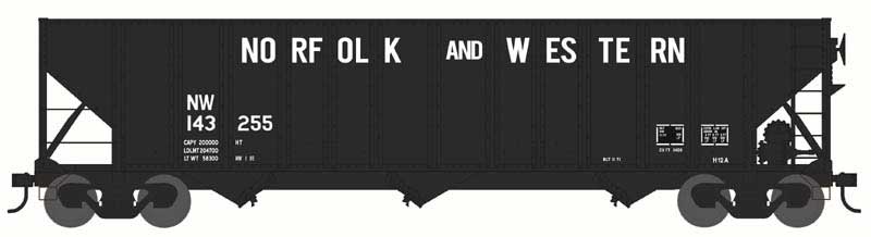 PREORDER Bowser HO 44028 100 Ton Hopper, Norfolk & Western H12A Claytor