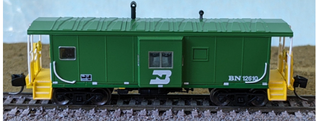 Bluford Shops 44260 International Car Bay Window Caboose Phase 4 - Ready to Run -- Burlington Northern 12610 (2007, Cascade Green, BNSF-Style Reporting Marks), N Scale