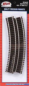 Atlas HO 530 Code 83 Curved Snap Track, 15" Radius (6)