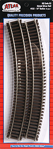 Atlas HO 532 Code 83 Curved Snap Track, 18" Radius (6)