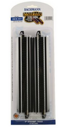 Bachmann 44411 Straight Track w/Steel Rail & Black Roadbed - E-Z Track(R) - 9" 22.9cm pkg(4), HO