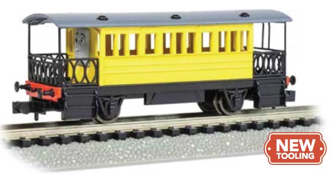 PREORDER Bachmann 76088 N Thomas and Friends(TM) Passenger Car - Standard DC -- Hannah (yellow, black)