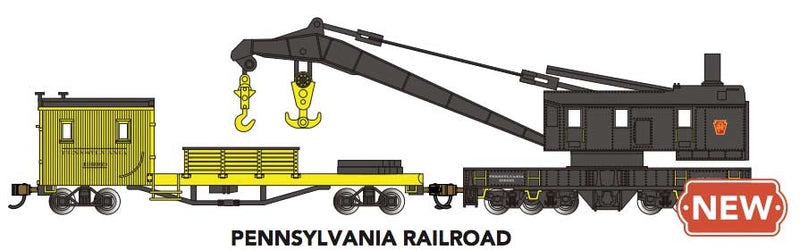 PREORDER Bachmann 16152 N 250-Ton Crane and Boom Tender - Ready to Run -- Pennsylvania Railroad (black, yellow)