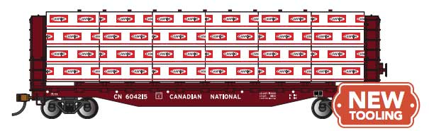 PREORDER Bachmann 12926 HO 52' Open Centerbeam Flatcar with Lumber Load - Ready to Run -- Canadian National