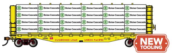 PREORDER Bachmann 12928 HO 52' Open Centerbeam Flatcar with Lumber Load - Ready to Run -- Union Pacific