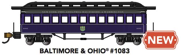 PREORDER Bachmann 13451 N Old-Time Wood Coach - Ready to Run -- Baltimore & Ohio