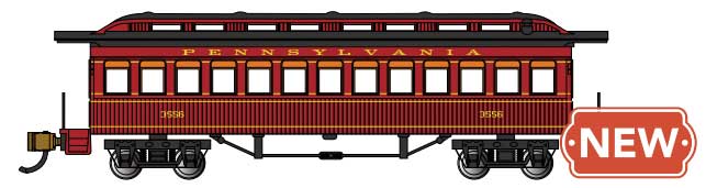 PREORDER Bachmann 13453 N Old-Time Wood Coach - Ready to Run -- Pennsylvania Railroad