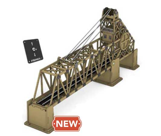 Bachmann 39126 HO Motorized Drawbridge -- Laser-Cut Kit - Single Track