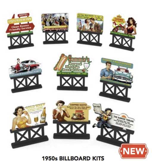 Bachmann 39128 HO 1950s Billboards - Kit -- pkg(10)