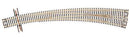 Atlas N 2059 Code 55 Curved Turnout; 21-1/4" Outside & 15" Inside Radius, Right Hand