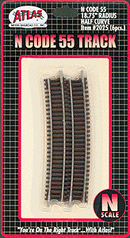 Atlas N 2025 Code 55 Track with Nickel-Silver Rail & Brown Ties, 18-3/4" Radius Half Curve (6)