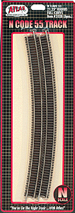 Atlas N 2028 Code 55 Track with Nickel-Silver Rail & Brown Ties, 21-1/4" Radius Full Curve (6)