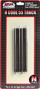Atlas N 2003 Code 55 Track with Nickel-Silver Rail & Brown Ties, Straight, 4-1/2" 11.4cm (6)