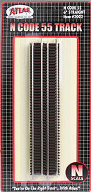 Atlas N 2002 Code 55 Straight Track, Nickel-Silver Rail, Brown Ties, 6" 15.2cm (6)