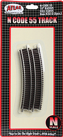 Atlas N 2010 Code 55 Track with Nickel-Silver Rail & Brown Ties, 10" Radius Full Curve (6)
