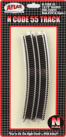Atlas N 2016 Code 55 Track with Nickel-Silver Rail & Brown Ties, 13-3/4" Radius Curve (6)