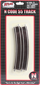 Atlas N 2012 Code 55 Track with Nickel-Silver Rail & Brown Ties, 11-1/4" Radius Full Curve (6)