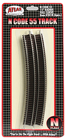 Atlas N 2018 Code 55 Track with Nickel-Silver Rail & Brown Ties, 15" Radius Full Curve (6)