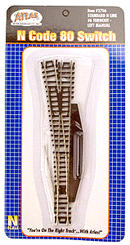 Atlas N 2706 Code 80 No. 6 Manual Turnout (Switch), Standard Line, Left Hand
