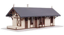 Atlas N 2848 Maywood Train Station Kit, 5 x 2-1/4" 12.7 x 5.7cm (tan, Brown Trim)
