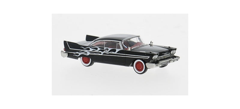 PREORDER Brekina HO 19683 1958 Plymouth Fury, Black White Flames