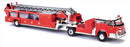 Busch HO 46031 1968 American-LaFrance Fire Hook and Ladder Truck with Open Cab, Assembled, Fire Department (red, black)