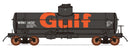 PREORDER Intermountain HO 46320 ACF Type 27 Riveted 8,000-Gallon Tank Car, Gulf Oil WRNX (black, orange, Billboard Gulf)