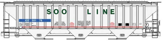 Accurail Inc 81571 Pullman-Standard 4750 3-Bay Covered Hopper - Kit -- Soo Line ICE (Iowa, Chicago & Eastern, Ex-Soo, white, green), HO