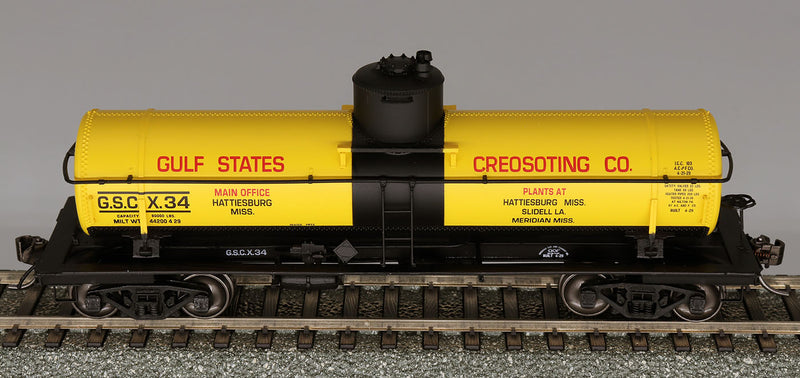 Intermountain Railway Company 85-46342 ACF Type 27 Riveted 8000-Gallon Tank Car - Ready to Run -- Gulf States Creosoting (yellow, black, red) (Random car