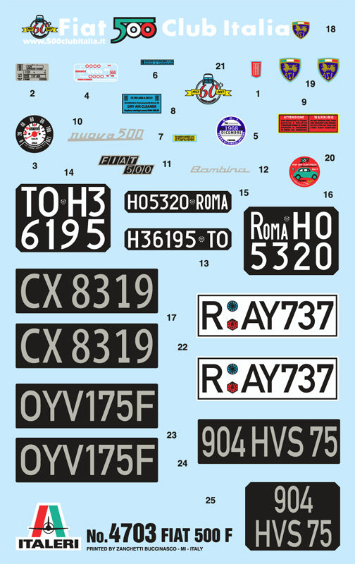 Italeri 4703 - SCALE 1 : 12 FIAT 500F 1968