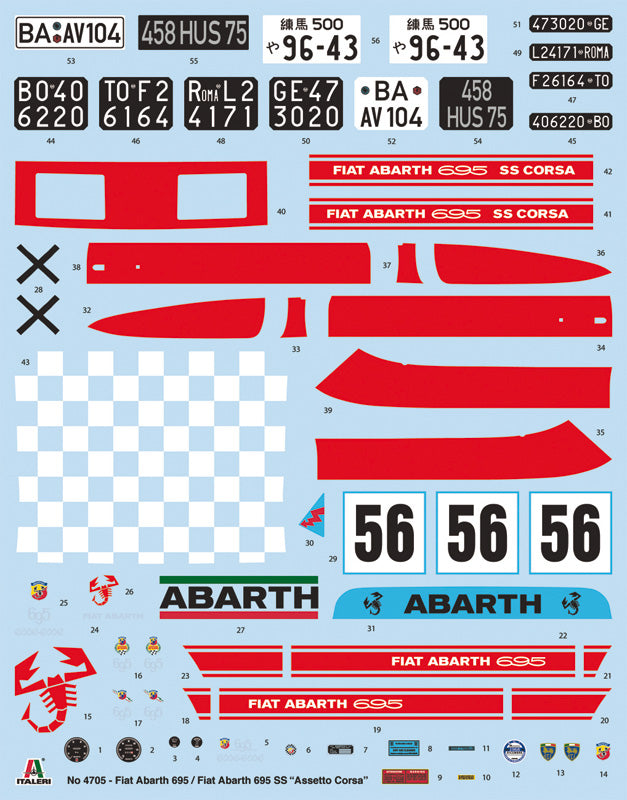 Italeri 4705 - SCALE 1 : 12 FIAT Abarth 695SS/Assetto Corsa