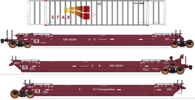 PREORDER Intermountain HO 47353C-01 Maxi IV Well Car & Container Car Set, Arkansas Oklahoma