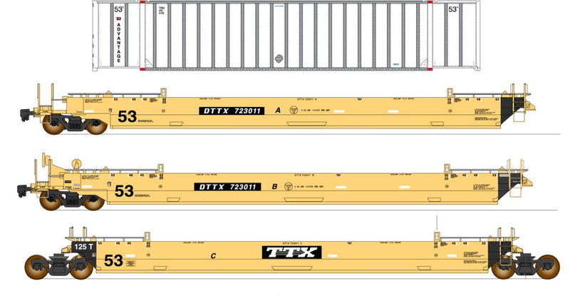 PREORDER Intermountain HO 47355C-01 Maxi IV Well Car & Container Car Set, TTX