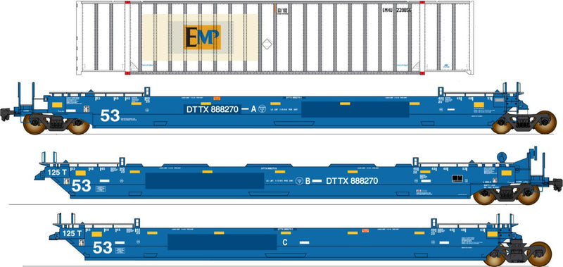 PREORDER Intermountain HO 47356C-01 Maxi IV Well Car & Container Car Set, TTX ex BRAN