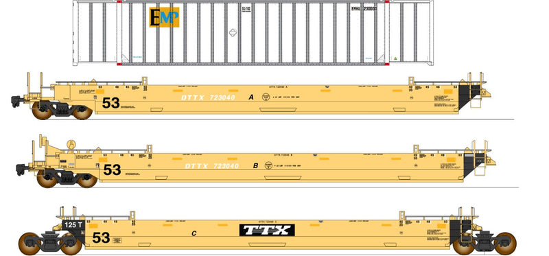 PREORDER Intermountain HO 47359C-01 Maxi IV Well Car & Container Car Set, TTX FP