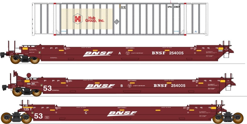PREORDER Intermountain HO 47366C-01 Maxi IV Well Car & Container Car Set, Burlington Northern Santa Fe