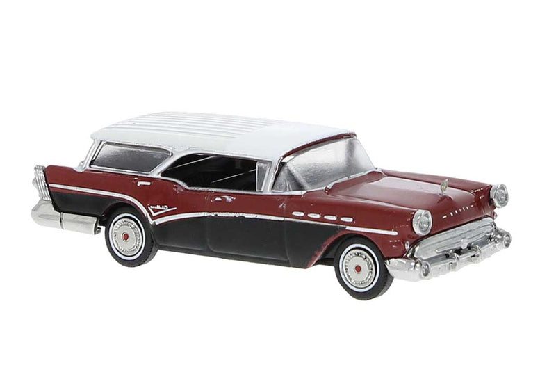Brekina HO 18178 1957 Buick Century Caballero, Assembled, Maroon, Black, White
